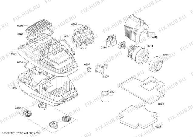 Схема №2 BGL8ALL2 In'genius ProSilence 68 Allergy с изображением Крышка для пылесоса Bosch 11009255